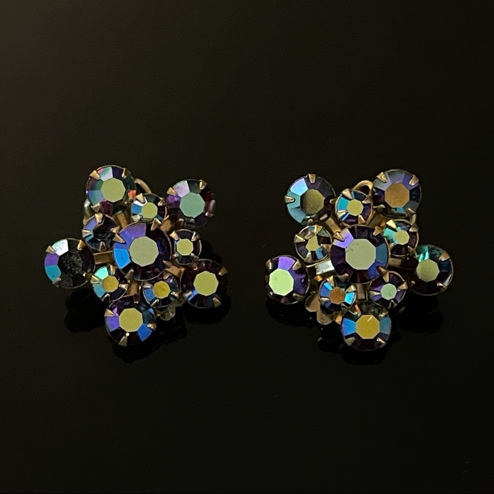 ✨Splendid VTG Retro Rhinestones Clip On Earrings